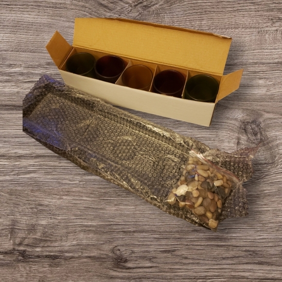 FineLife 5 Votive Candle Holder Set with Pebble Accents & Wooden Tray - Picture 4 of 7